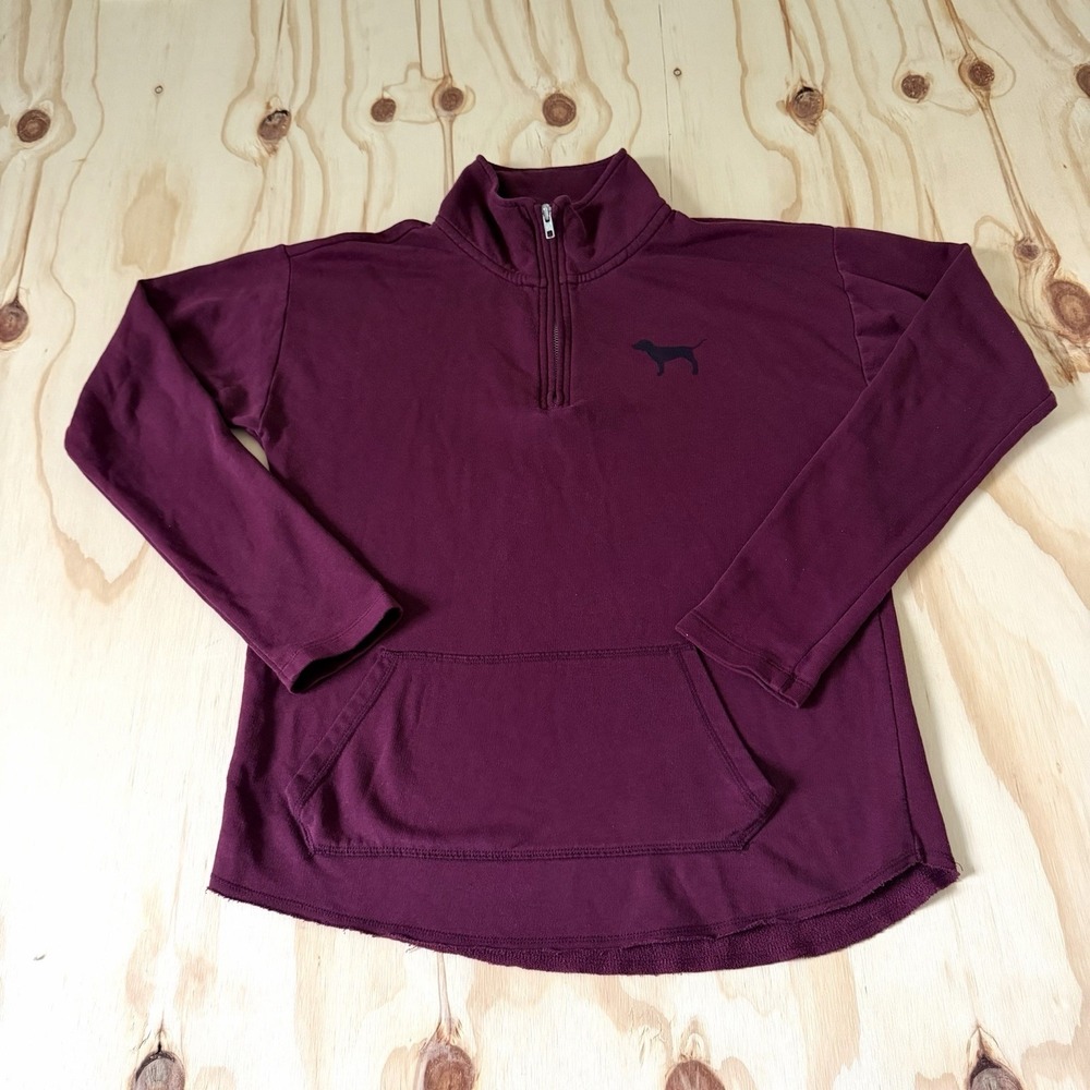 PINK Victoria's Secret Quarter-zip Pullover Plum Sweatshirt Women's Small